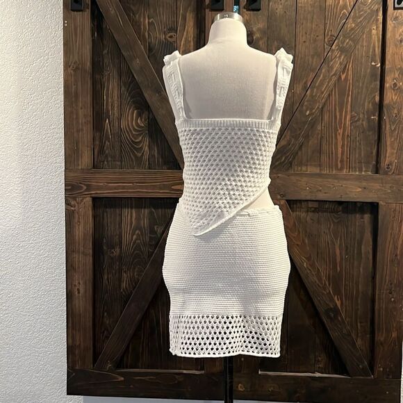 Crochet Knitted 2Pcs Hollow Out Backless Tube Top+Elastic Waist Mini Skirt Set - Picture 8 of 16